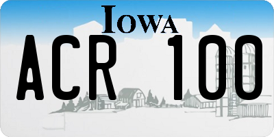 IA license plate ACR100