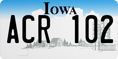 IA license plate ACR102