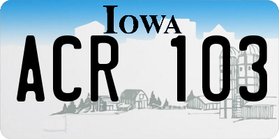 IA license plate ACR103
