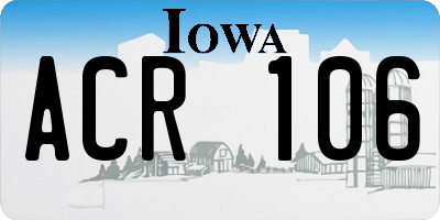 IA license plate ACR106