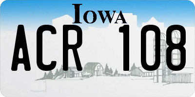 IA license plate ACR108