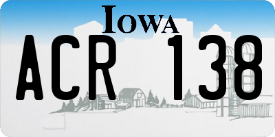 IA license plate ACR138