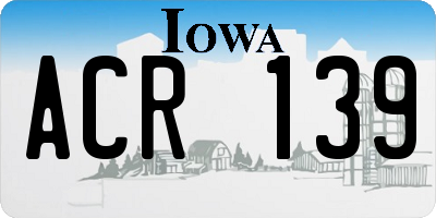 IA license plate ACR139