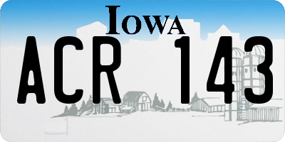 IA license plate ACR143