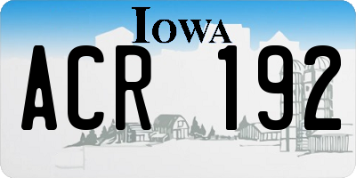 IA license plate ACR192