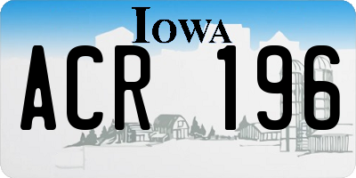IA license plate ACR196