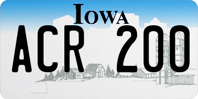 IA license plate ACR200