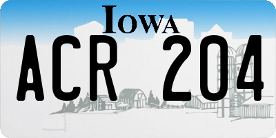 IA license plate ACR204