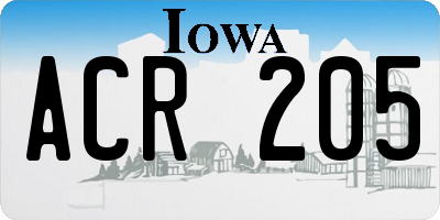 IA license plate ACR205