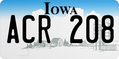 IA license plate ACR208