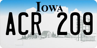 IA license plate ACR209