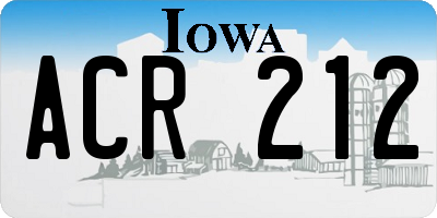 IA license plate ACR212