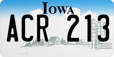 IA license plate ACR213
