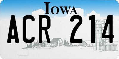 IA license plate ACR214
