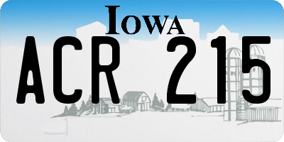 IA license plate ACR215