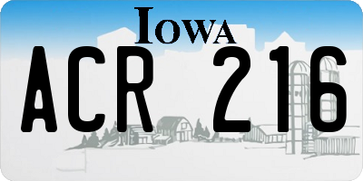 IA license plate ACR216