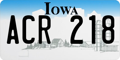 IA license plate ACR218