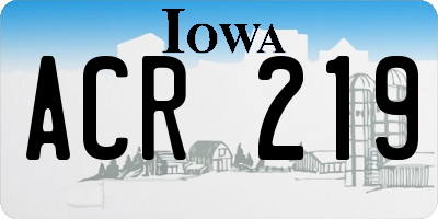 IA license plate ACR219