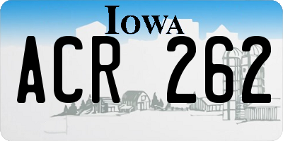 IA license plate ACR262