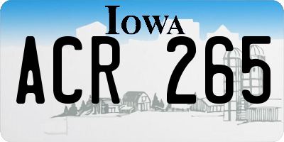IA license plate ACR265