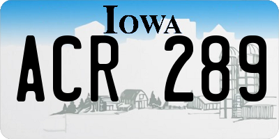 IA license plate ACR289