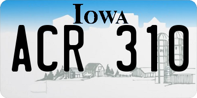 IA license plate ACR310