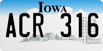 IA license plate ACR316