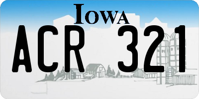 IA license plate ACR321