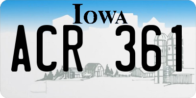 IA license plate ACR361
