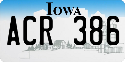 IA license plate ACR386