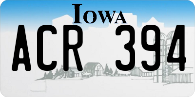 IA license plate ACR394