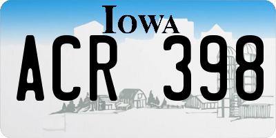 IA license plate ACR398