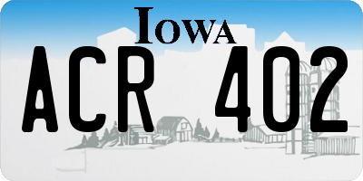 IA license plate ACR402