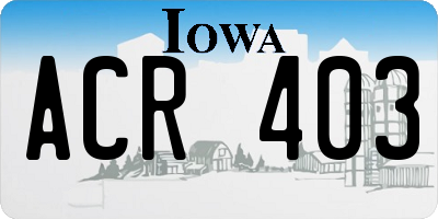 IA license plate ACR403