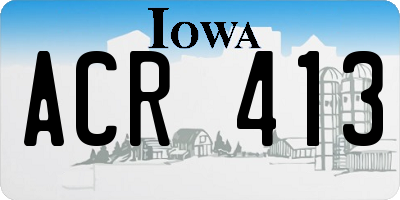 IA license plate ACR413