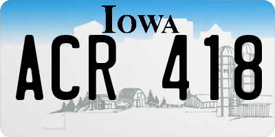 IA license plate ACR418