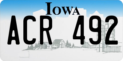 IA license plate ACR492