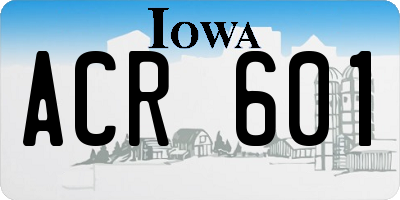 IA license plate ACR601