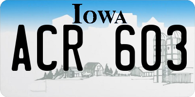 IA license plate ACR603