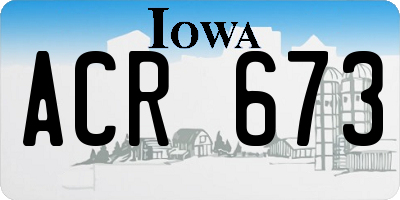 IA license plate ACR673