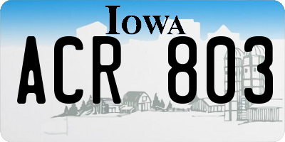 IA license plate ACR803