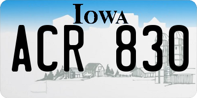 IA license plate ACR830