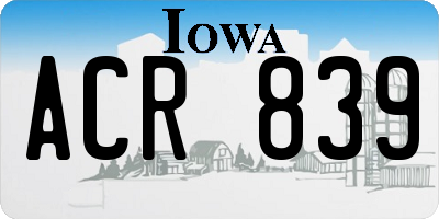 IA license plate ACR839