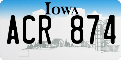 IA license plate ACR874
