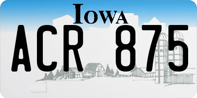 IA license plate ACR875