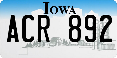 IA license plate ACR892