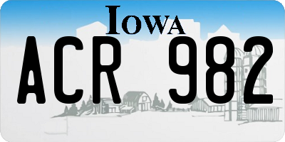 IA license plate ACR982