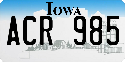 IA license plate ACR985