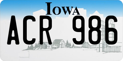 IA license plate ACR986