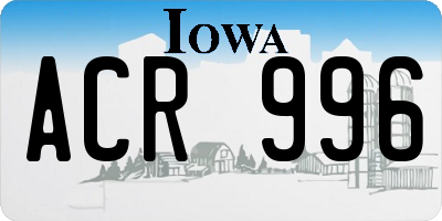 IA license plate ACR996